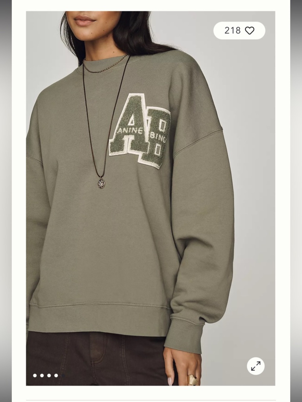 Anine Bing Miles AB Graphic Sweatshirt Sage Green Size Medium Oversized - Picture 6 of 12